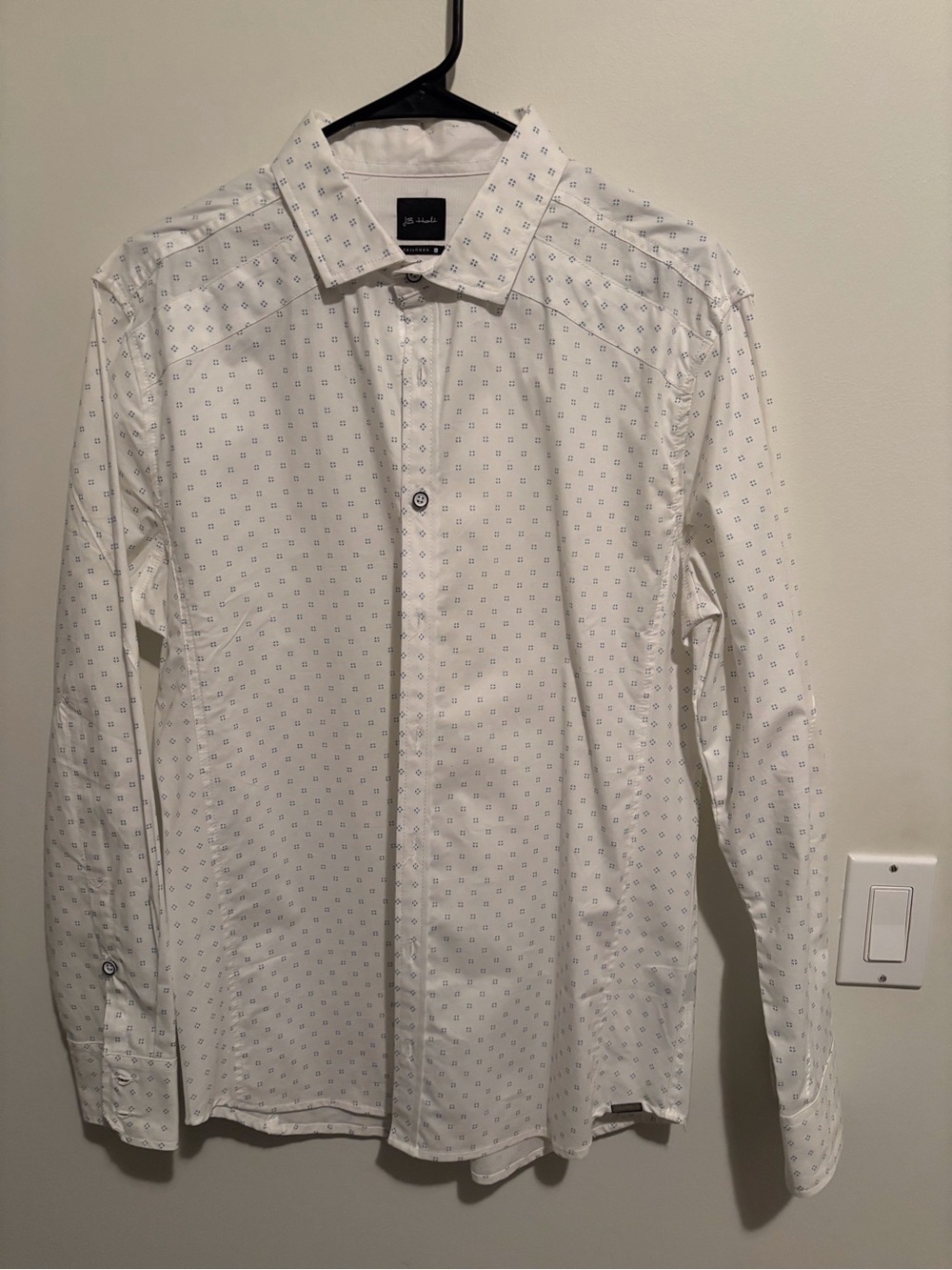 JB Holt Men's White Micro-Print Casual Button-Down Shirt